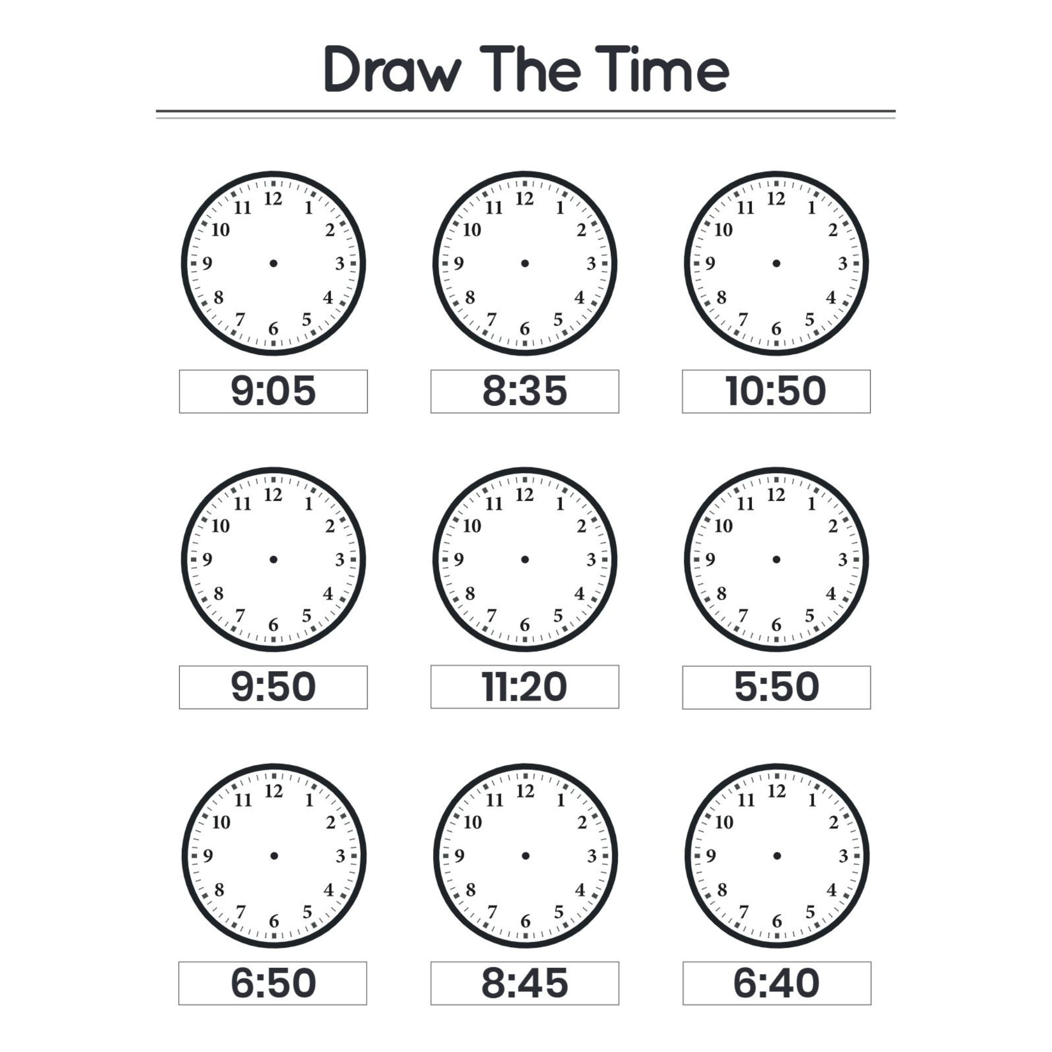 Draw the Time Worksheets for Kindergarten