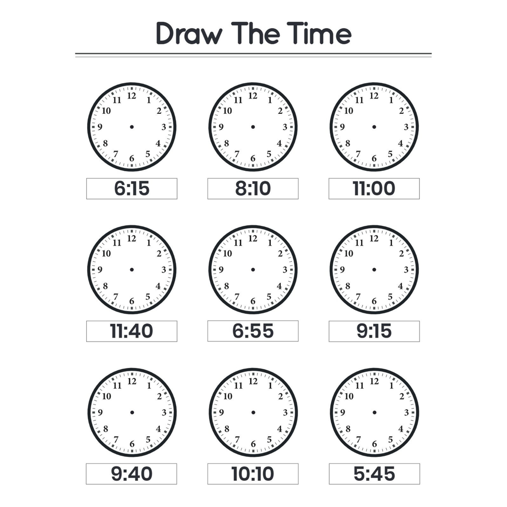 Draw the Time Worksheets for Kindergarten