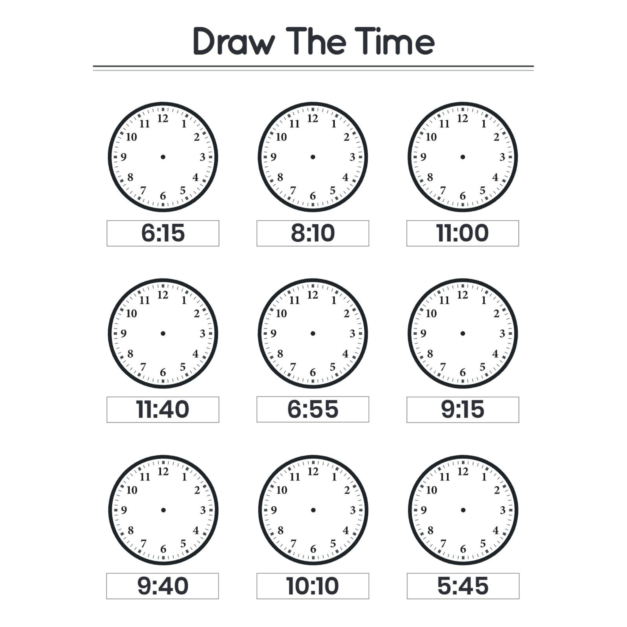 Draw the Time Worksheets for Kindergarten