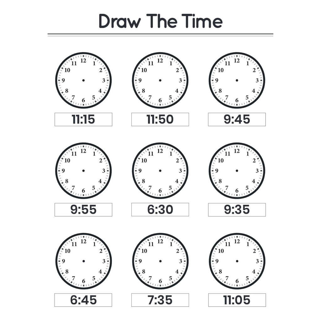 Draw the Time Worksheets for Kindergarten