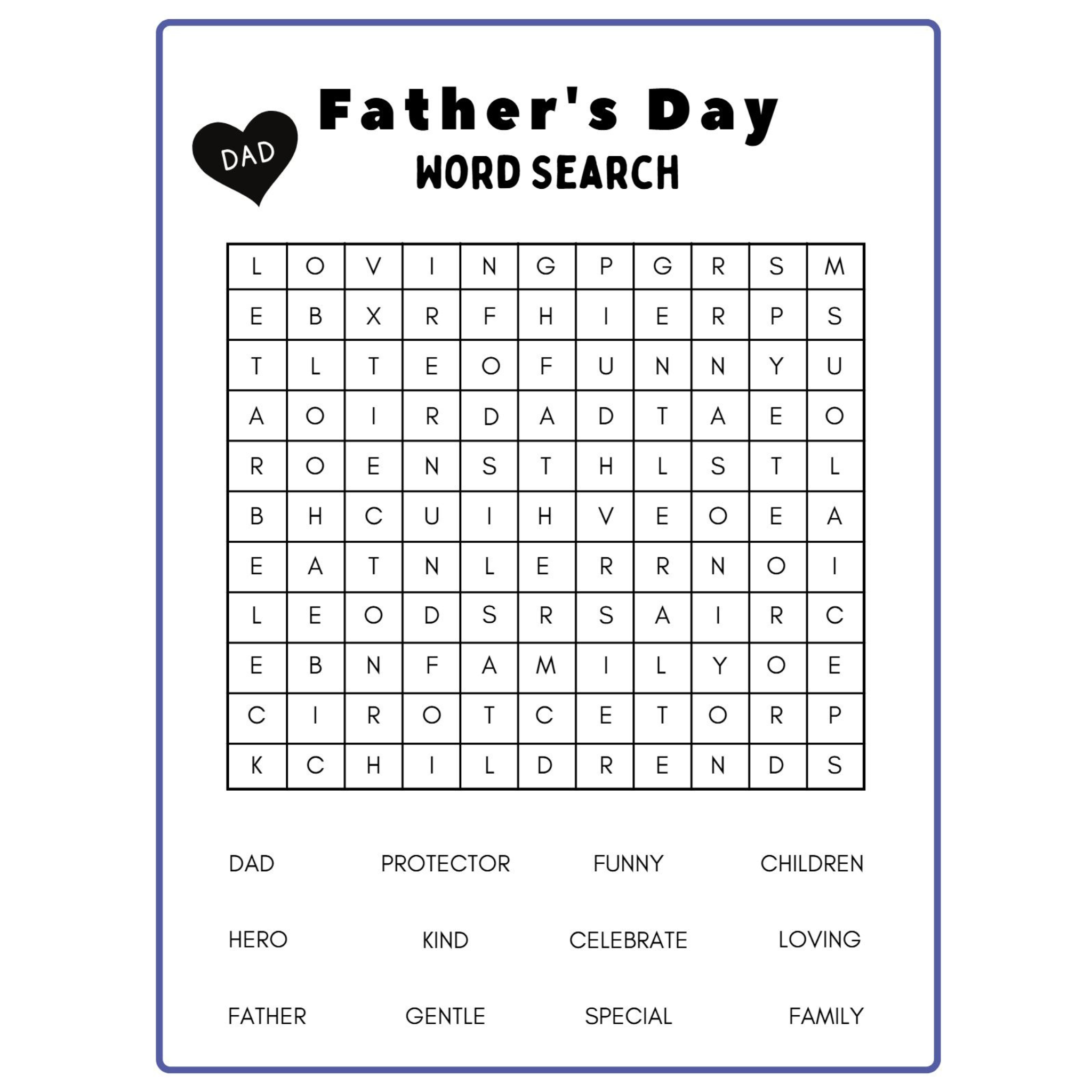 Father's Day Worksheets and Activity Pages