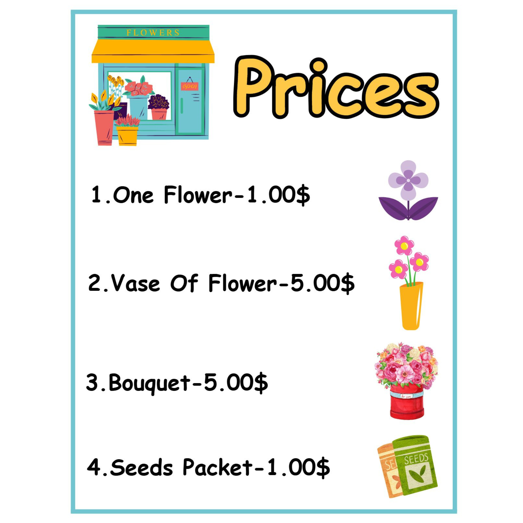 Flower Shop Dramatic Play Printables