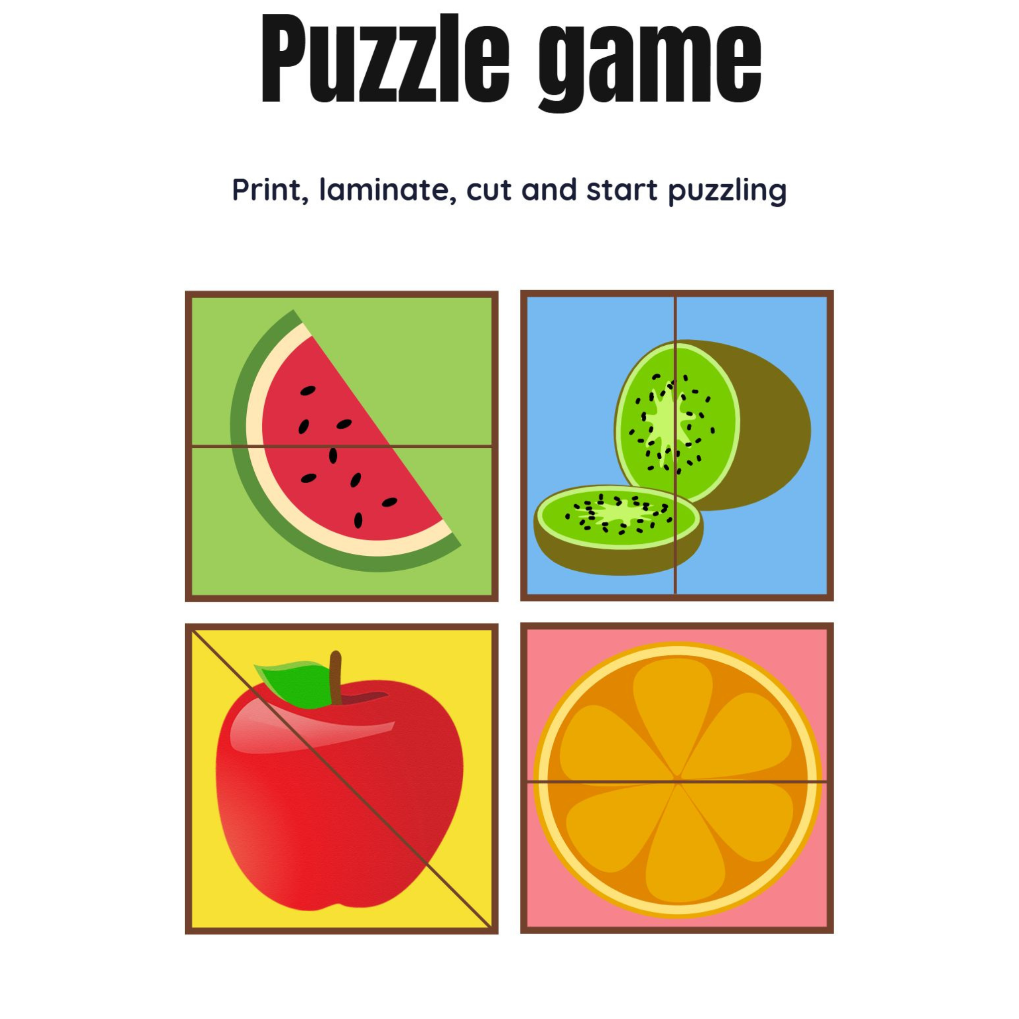 Fruit and Alphabet Puzzle Game