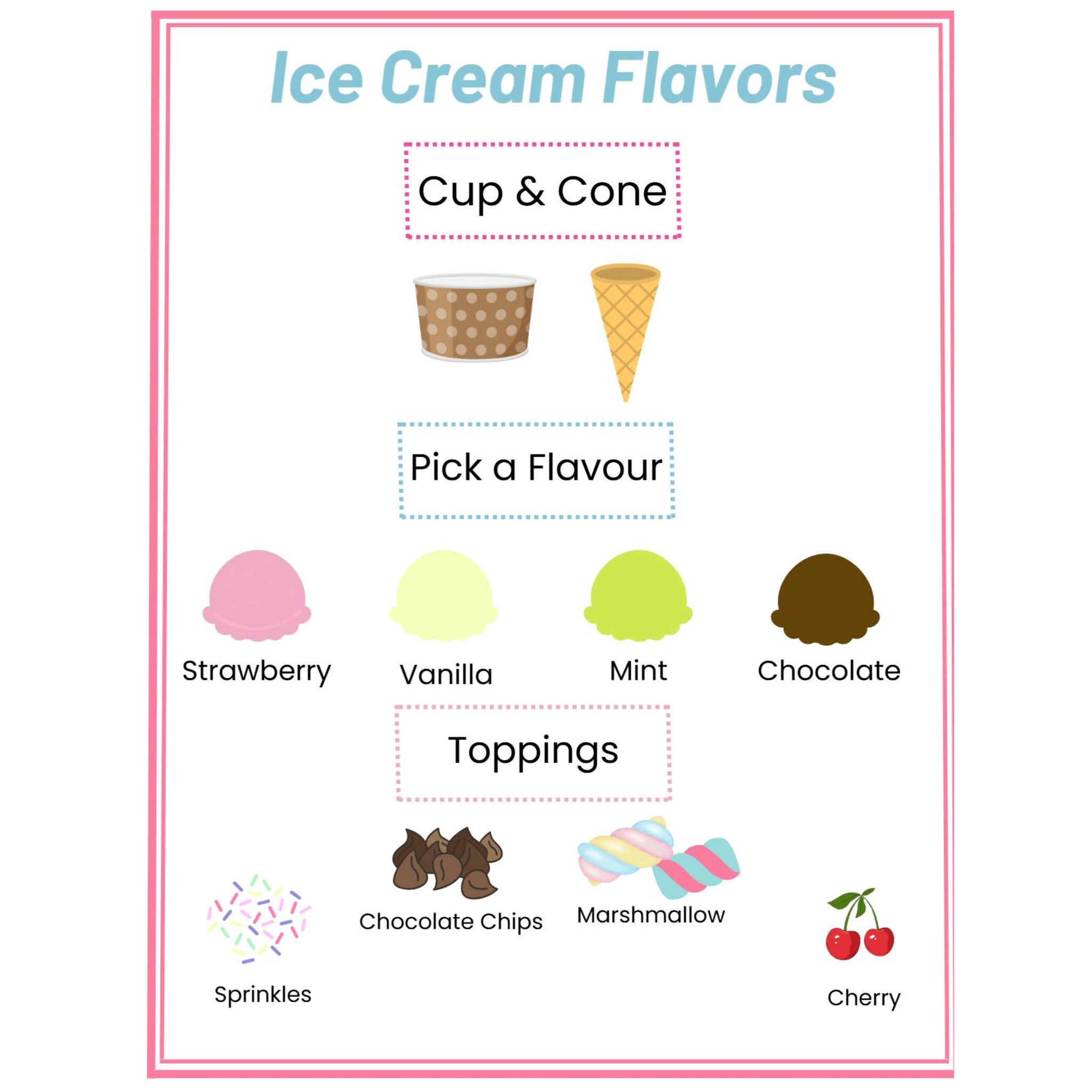 Ice Cream Shop Dramatic Play Pack
