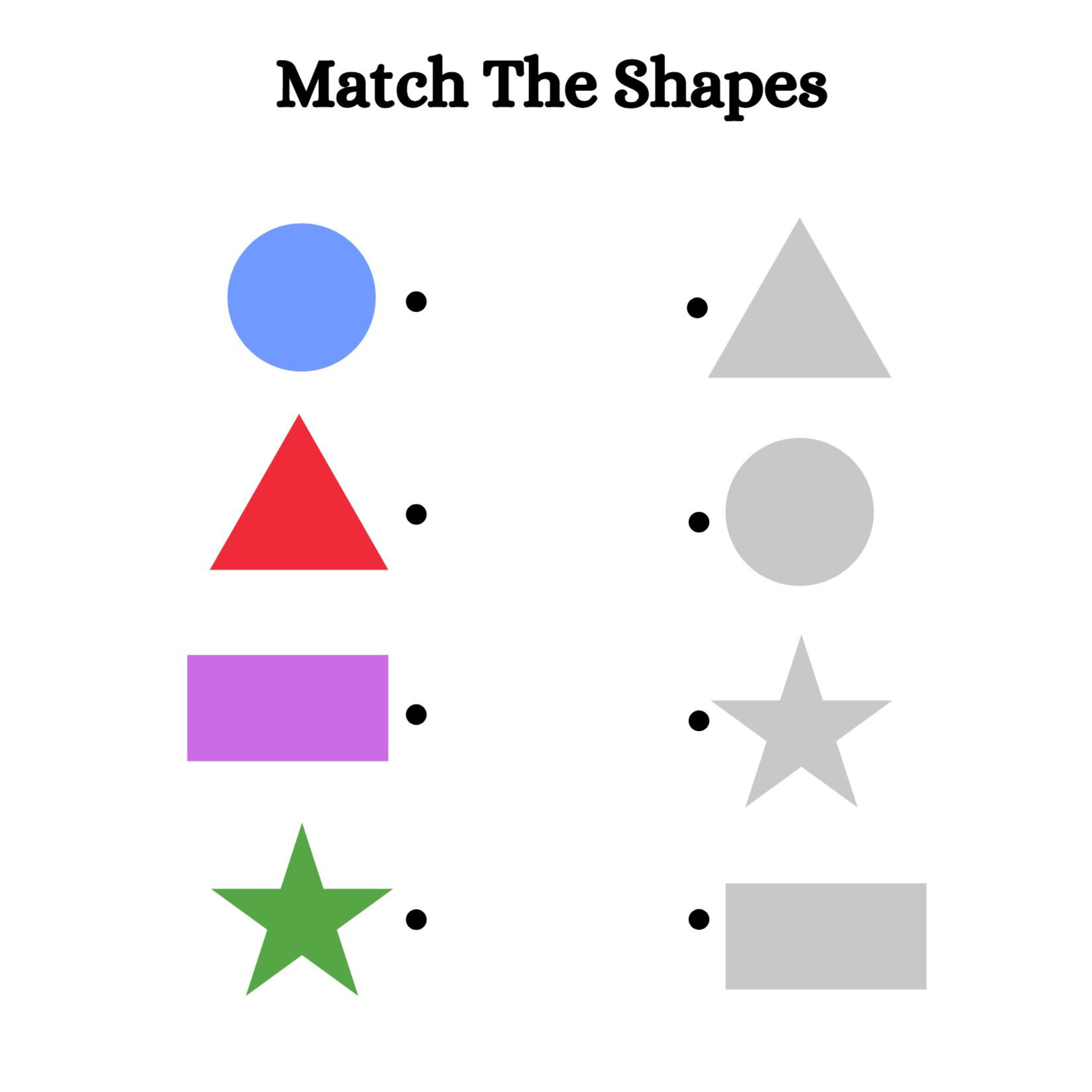 Match the Shapes Color Worksheets