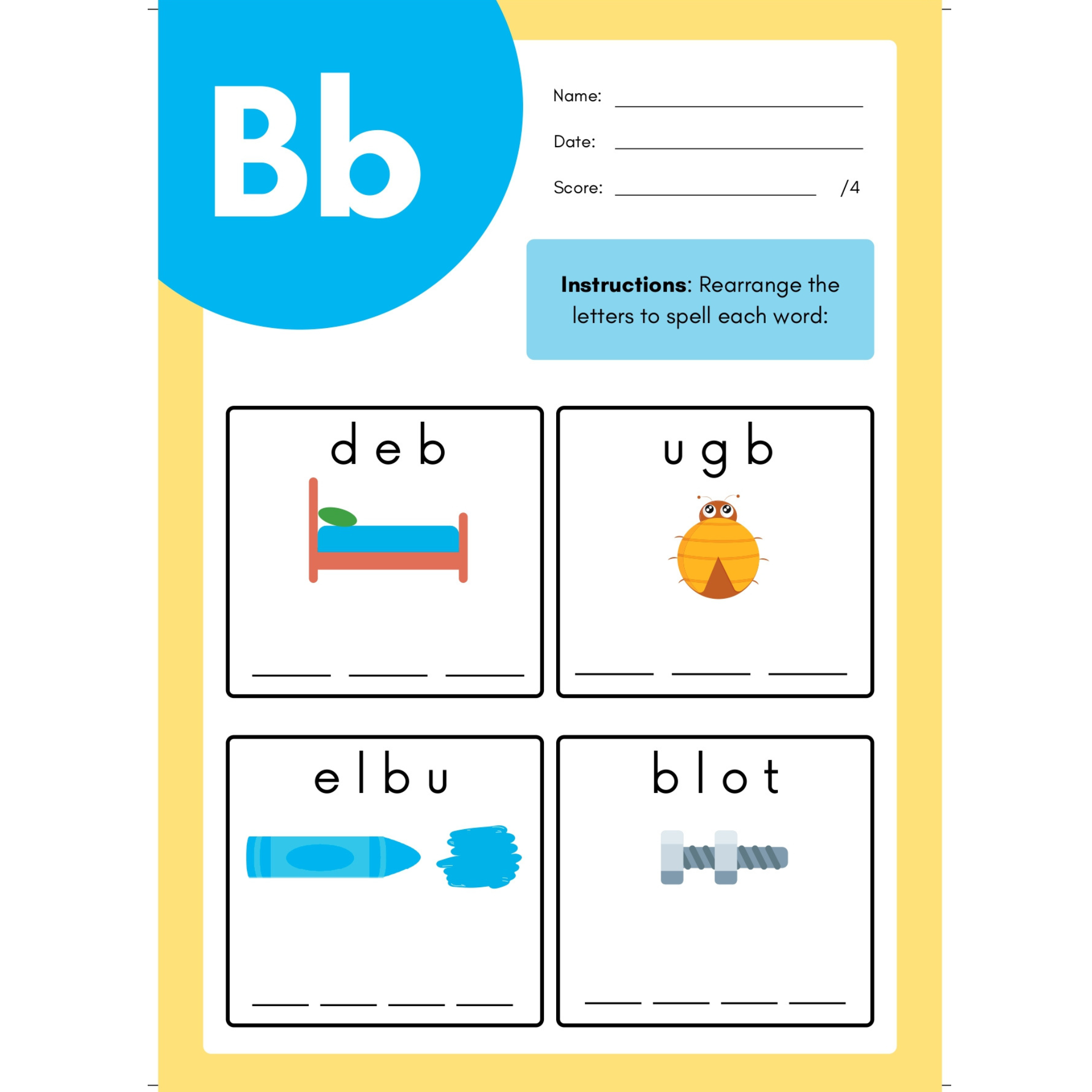 Alphabet Spelling Worksheets