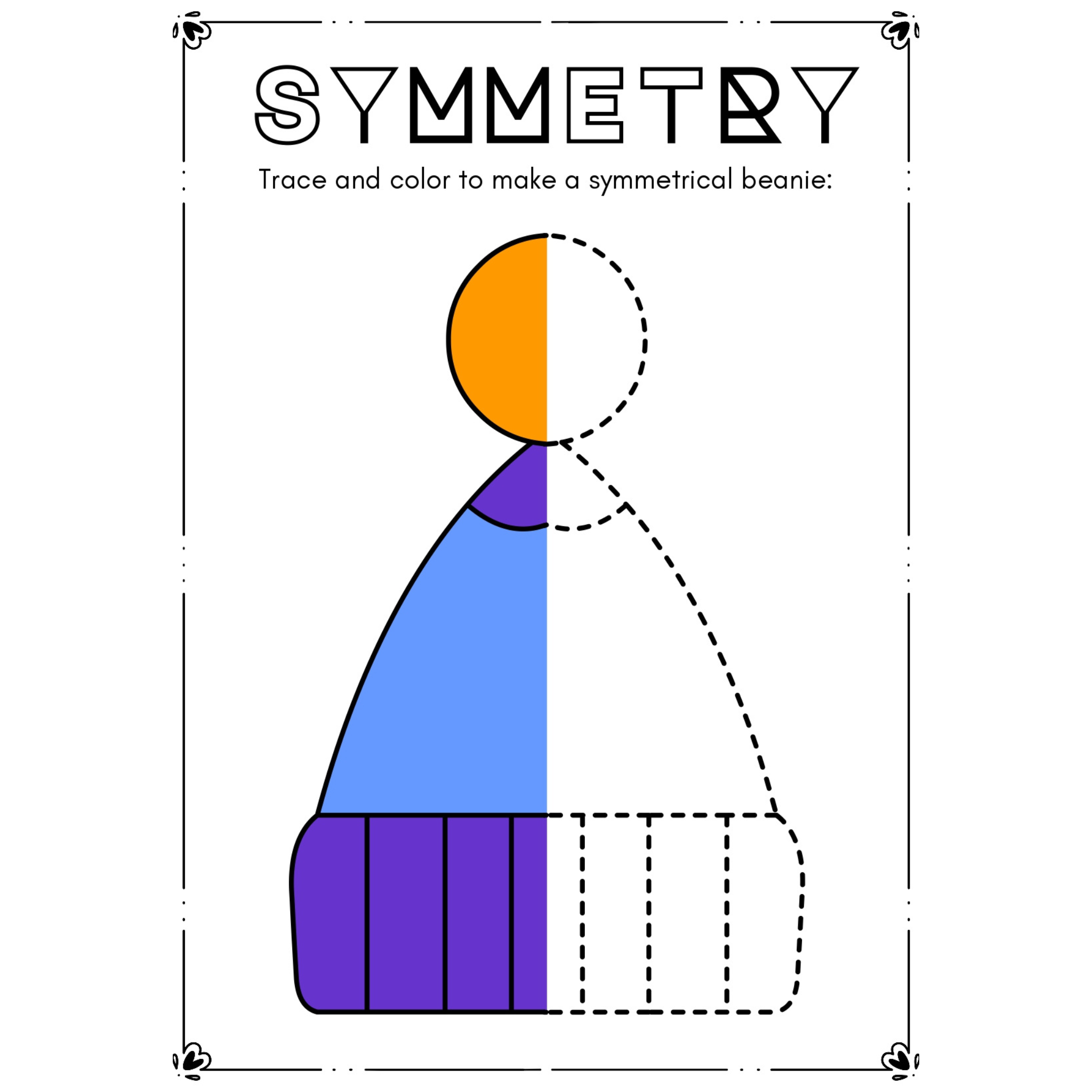 Symmetry Tracing and Coloring Worksheets