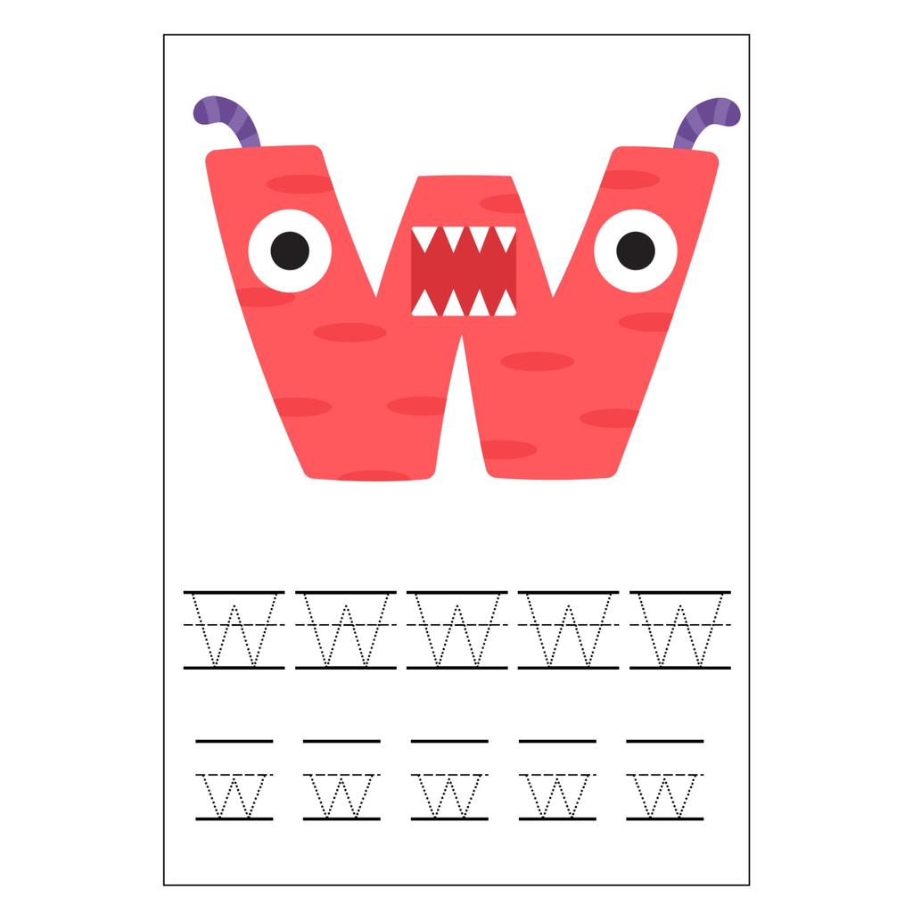Monster Alphabet Letter Tracing Worksheets