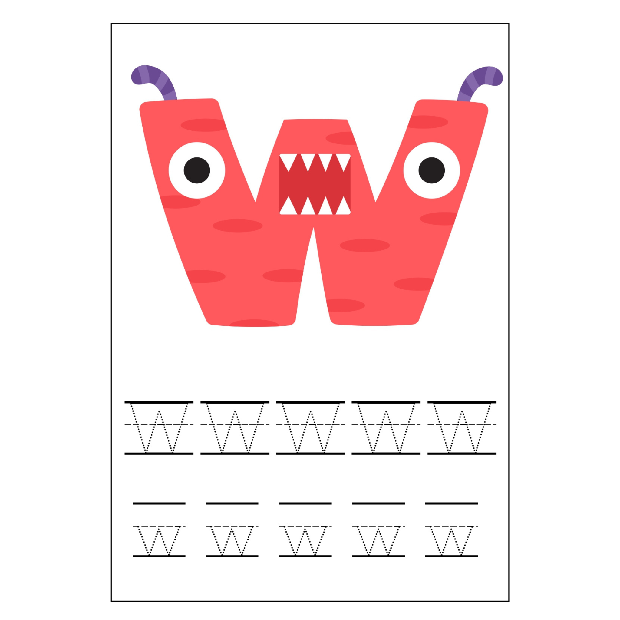 Monster Alphabet Letter Tracing Worksheets