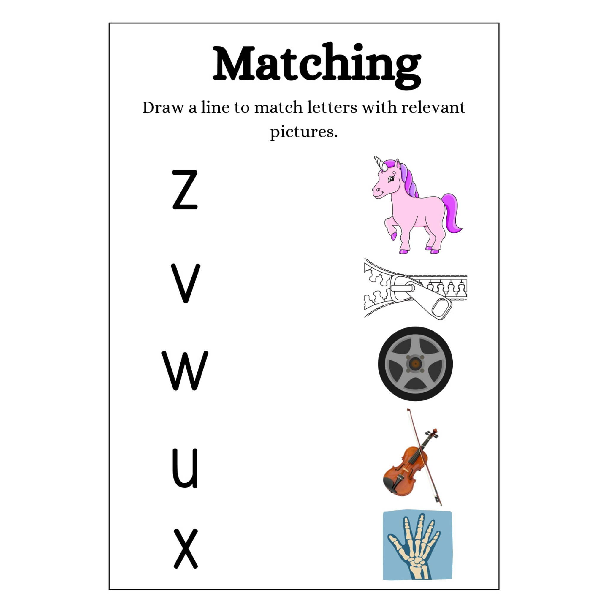 Alphabet Letter Picture Matching Worksheets