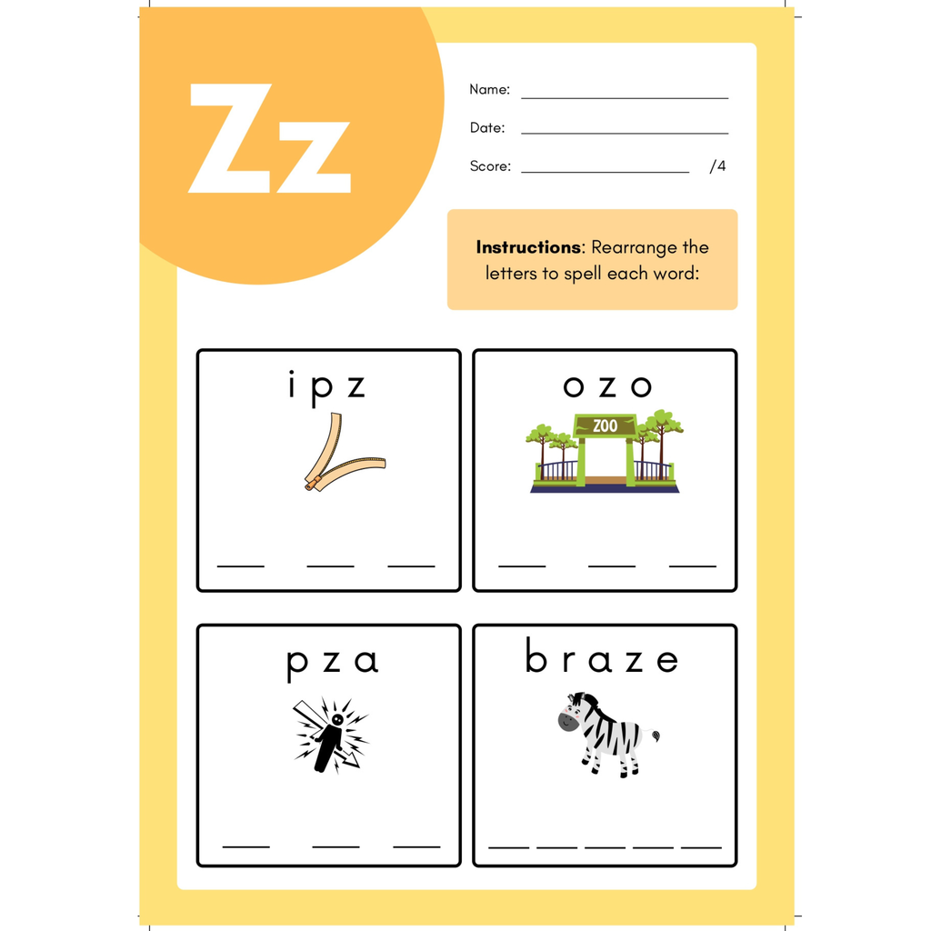 Alphabet Spelling Worksheets