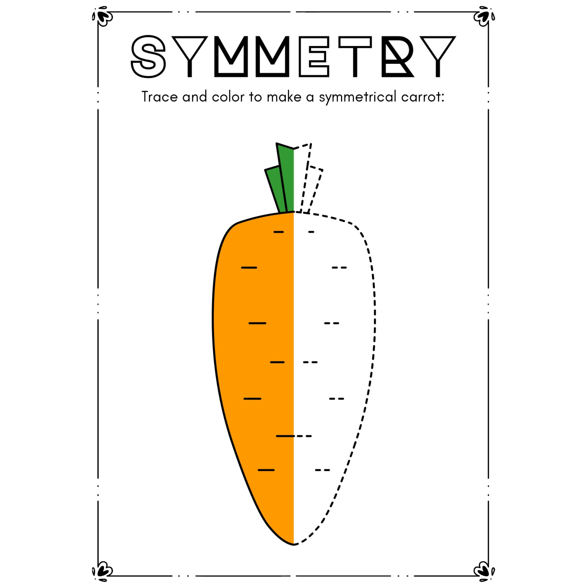 Symmetry Tracing and Coloring Worksheets