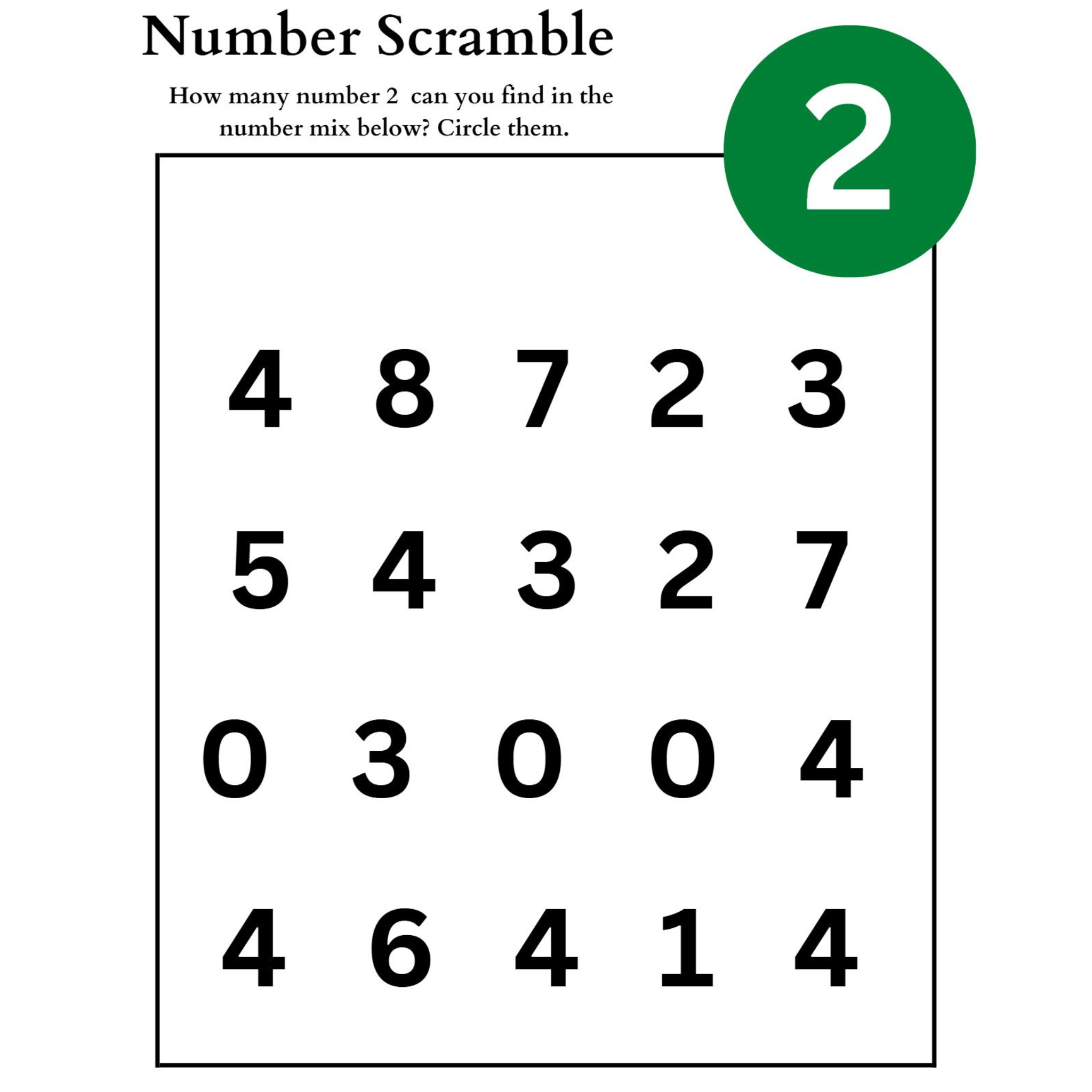 Number Finding Scramble Worksheets