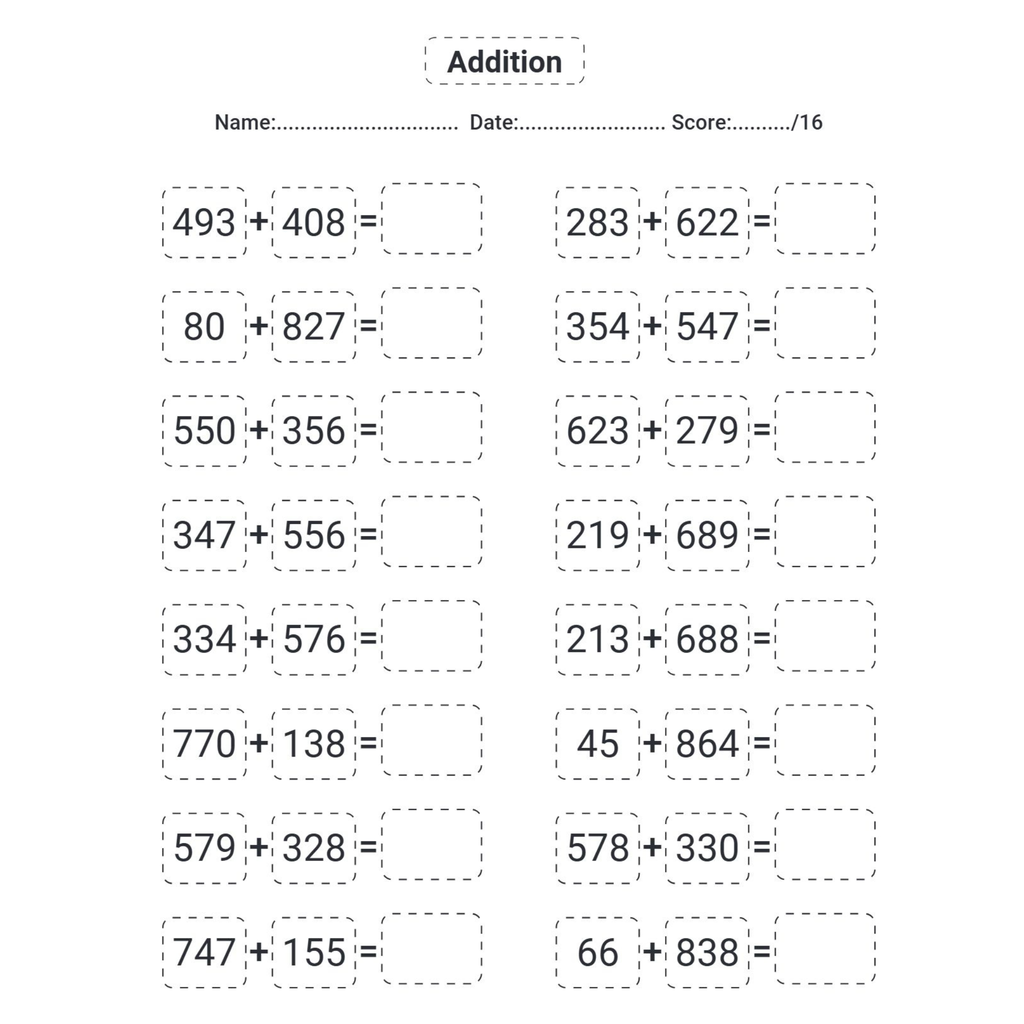 Addition Math Workbook for Kids