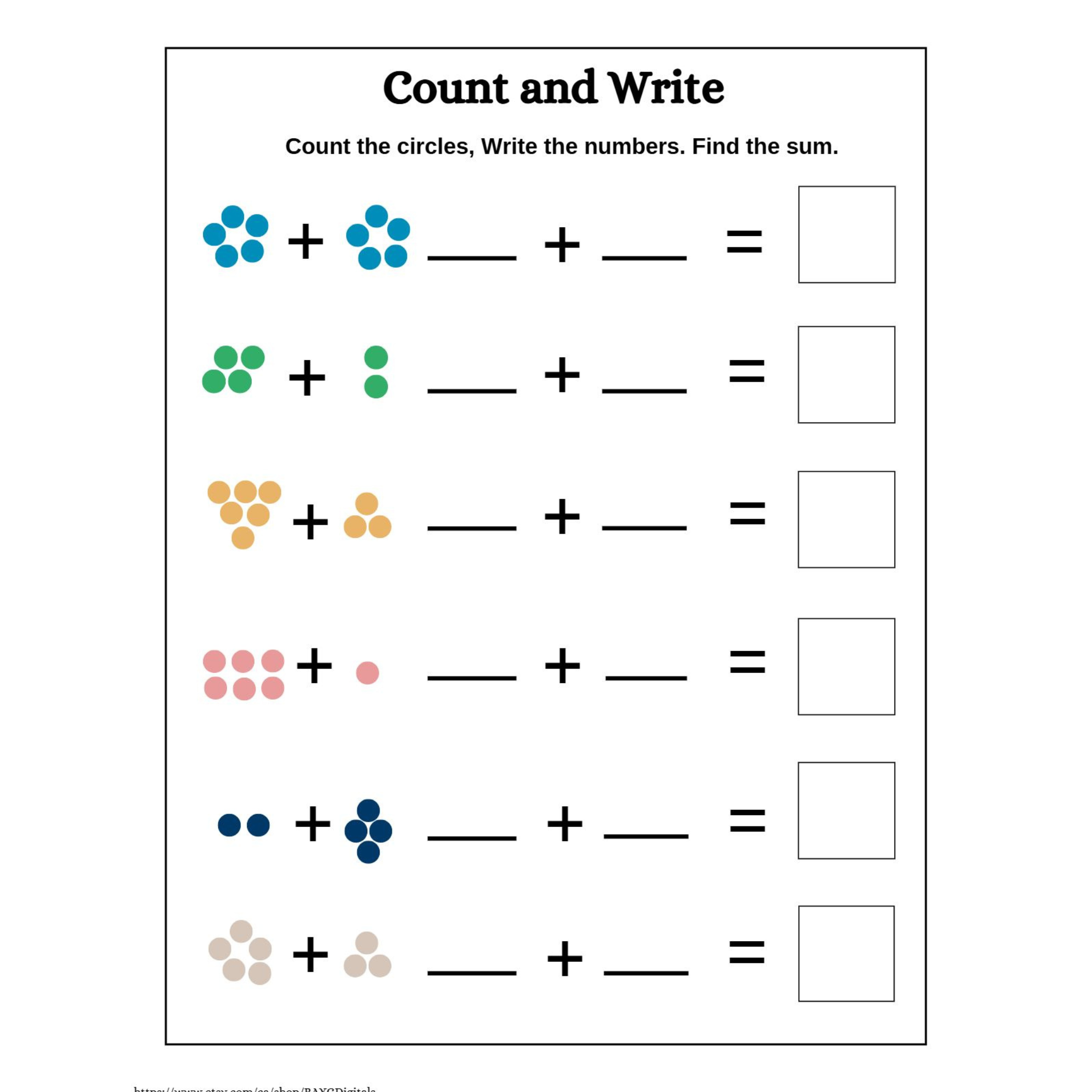 Count and Add Circles Worksheets