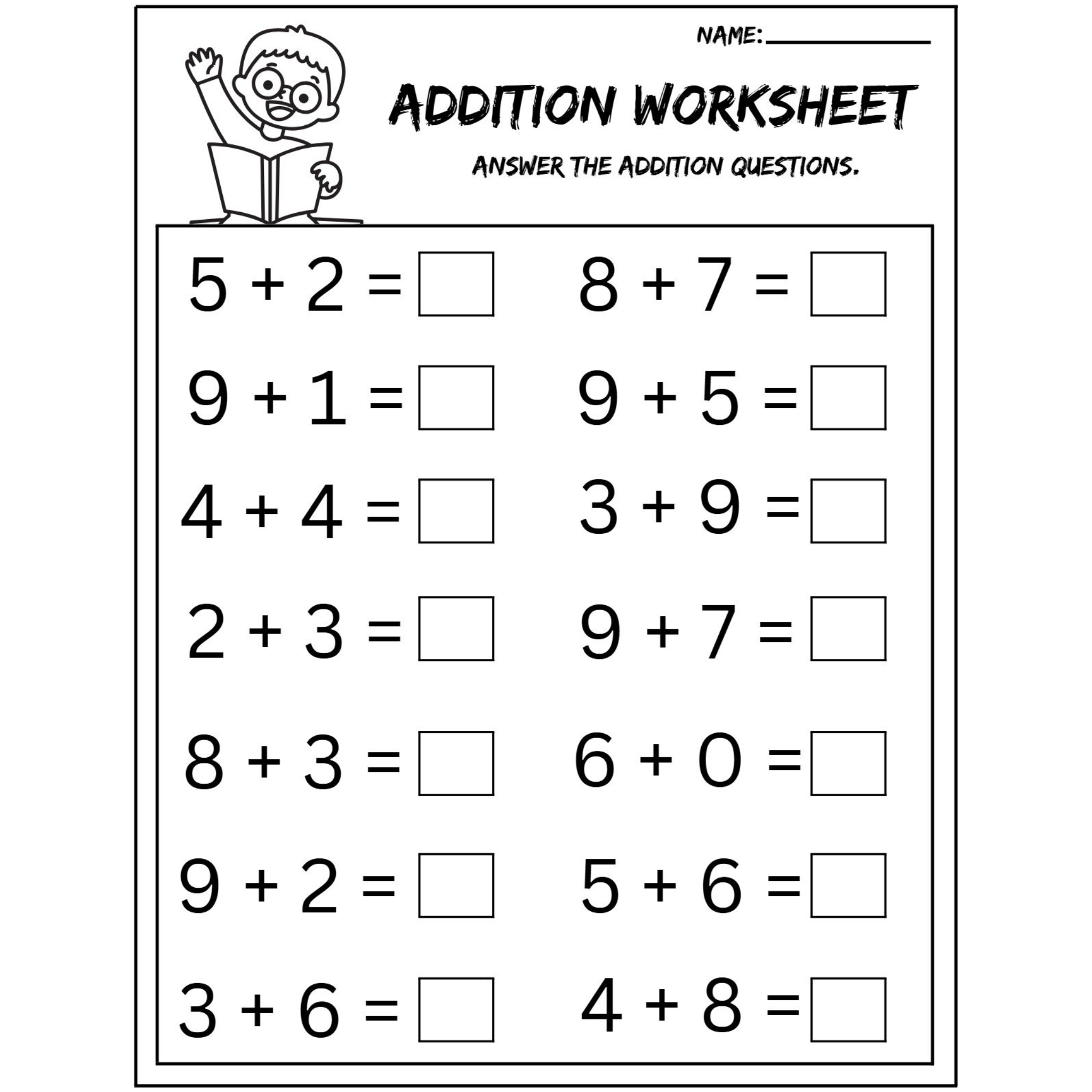 Addition Question Practice Worksheets