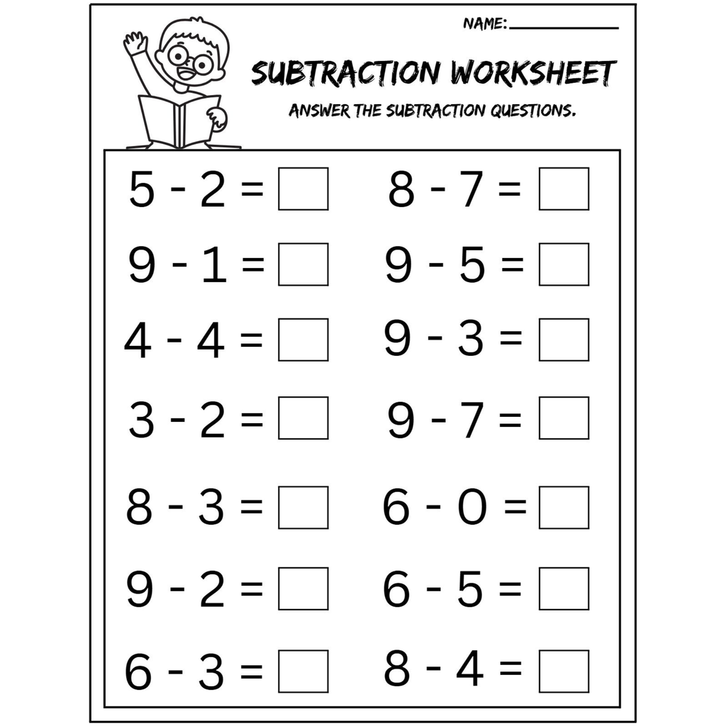 Subtraction Question Practice Worksheets