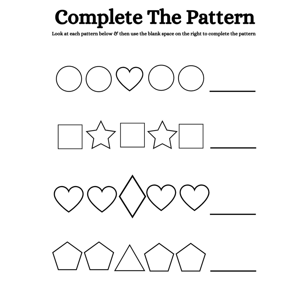 Colorful Shape Pattern Worksheets