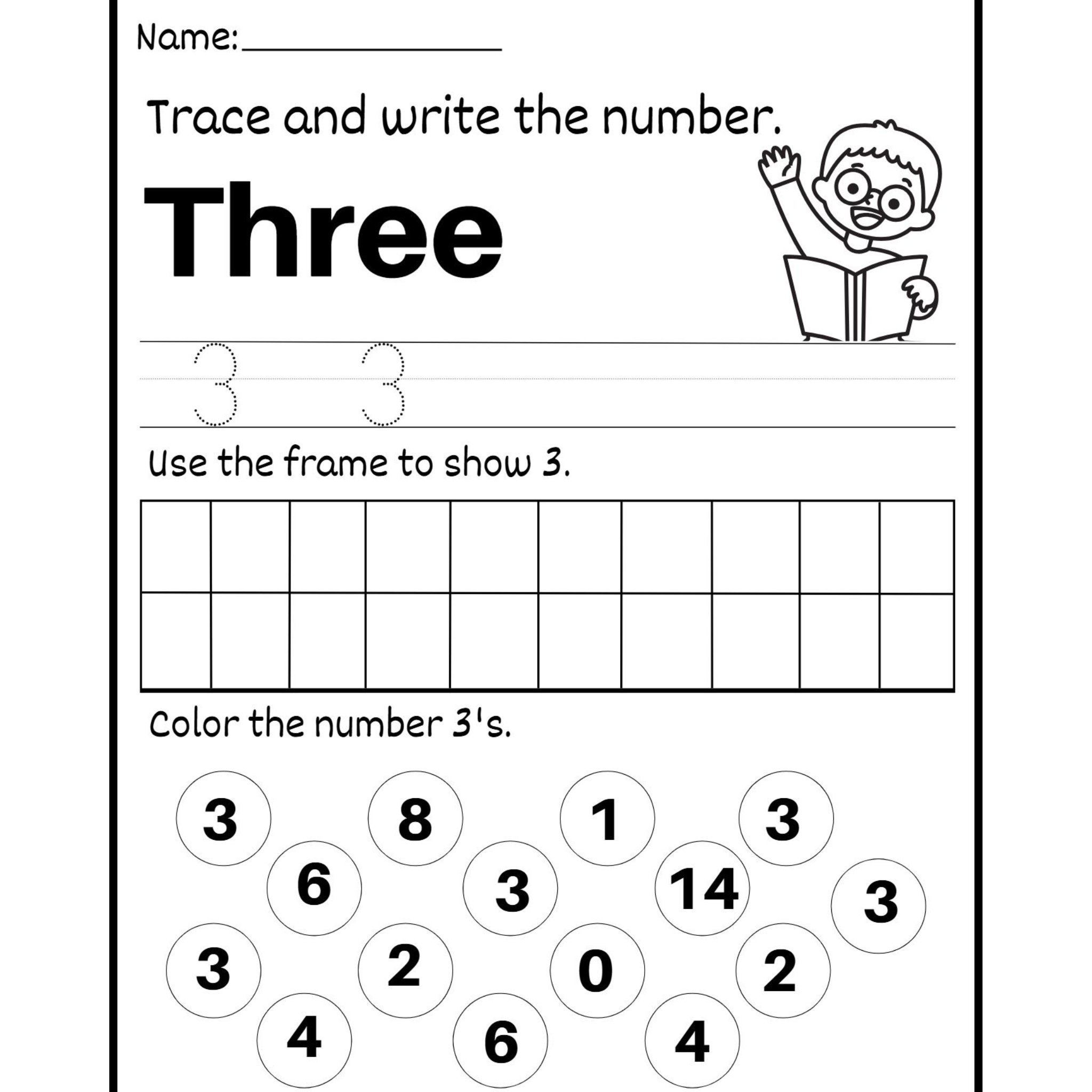 Trace Write and Color Numbers Worksheets