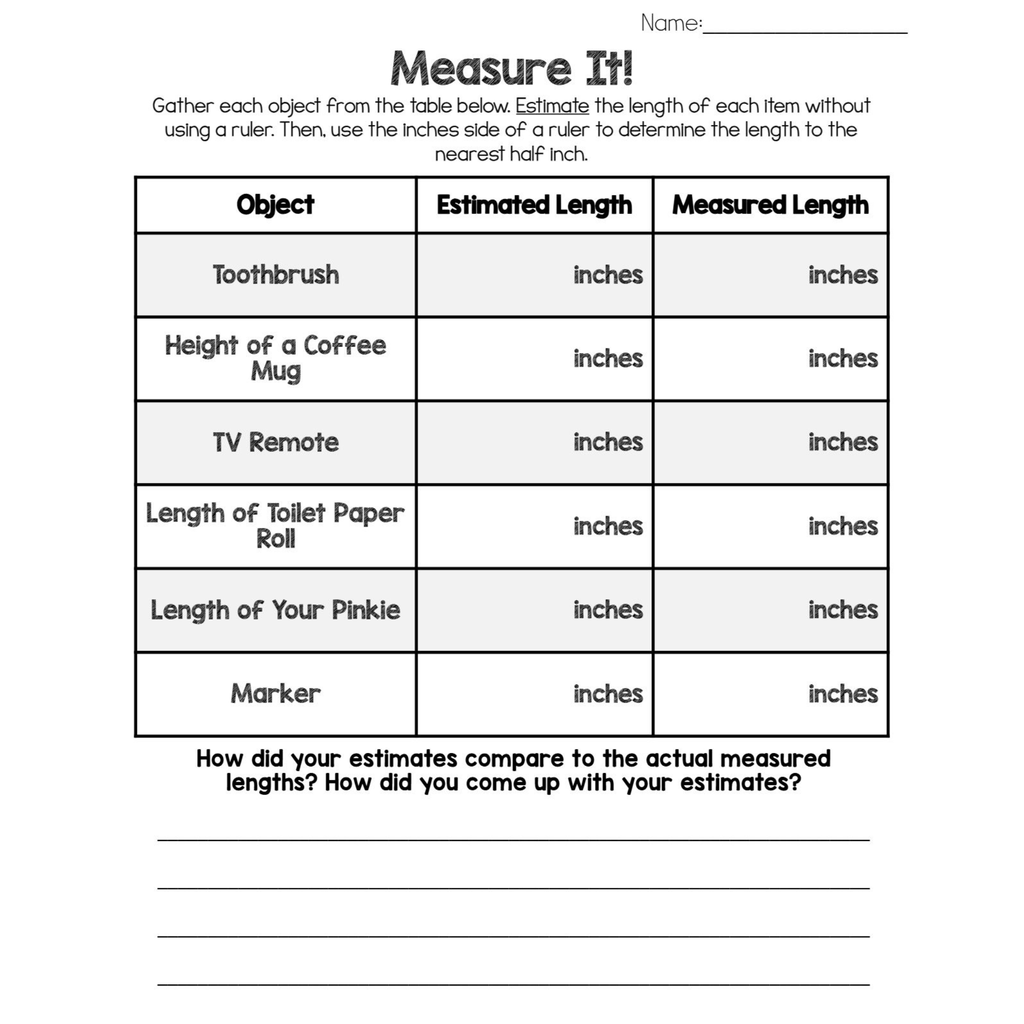 Measure It Math Worksheets