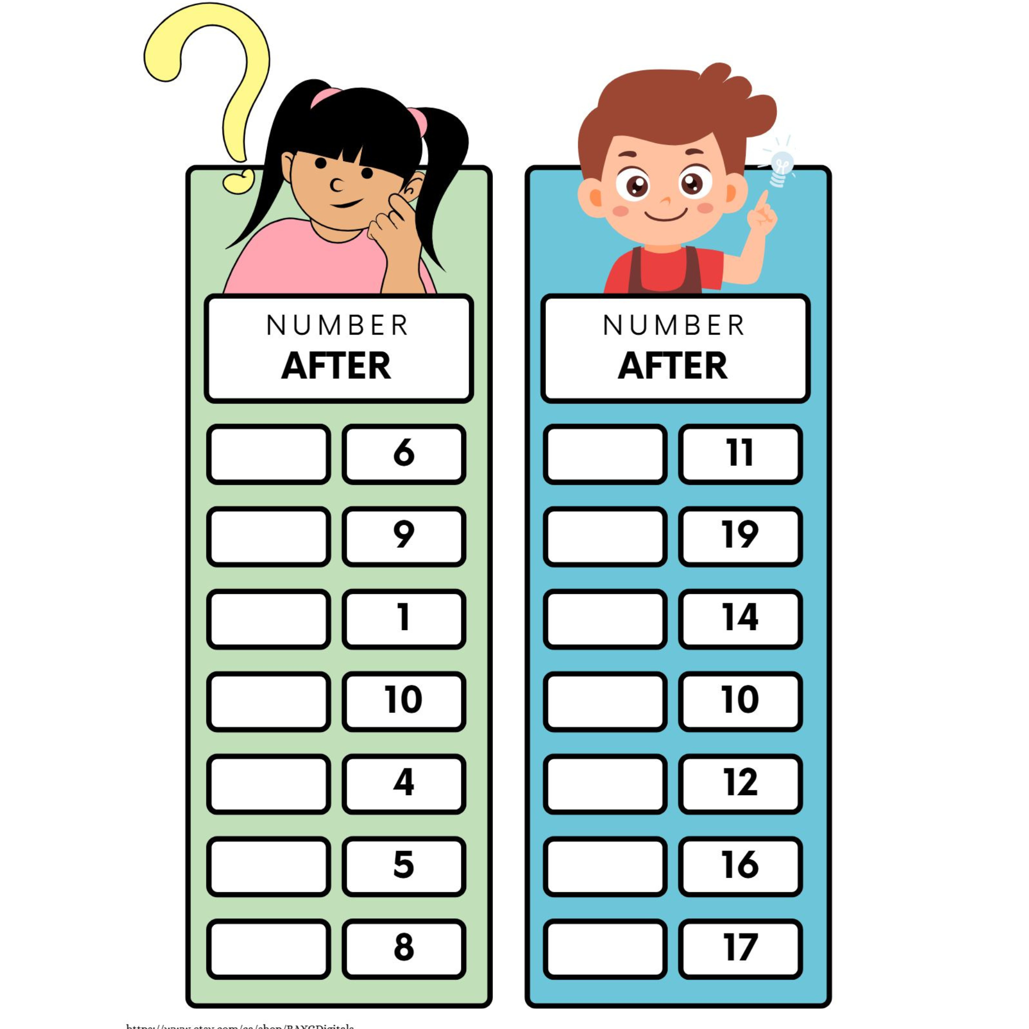 Before and After Number Worksheets