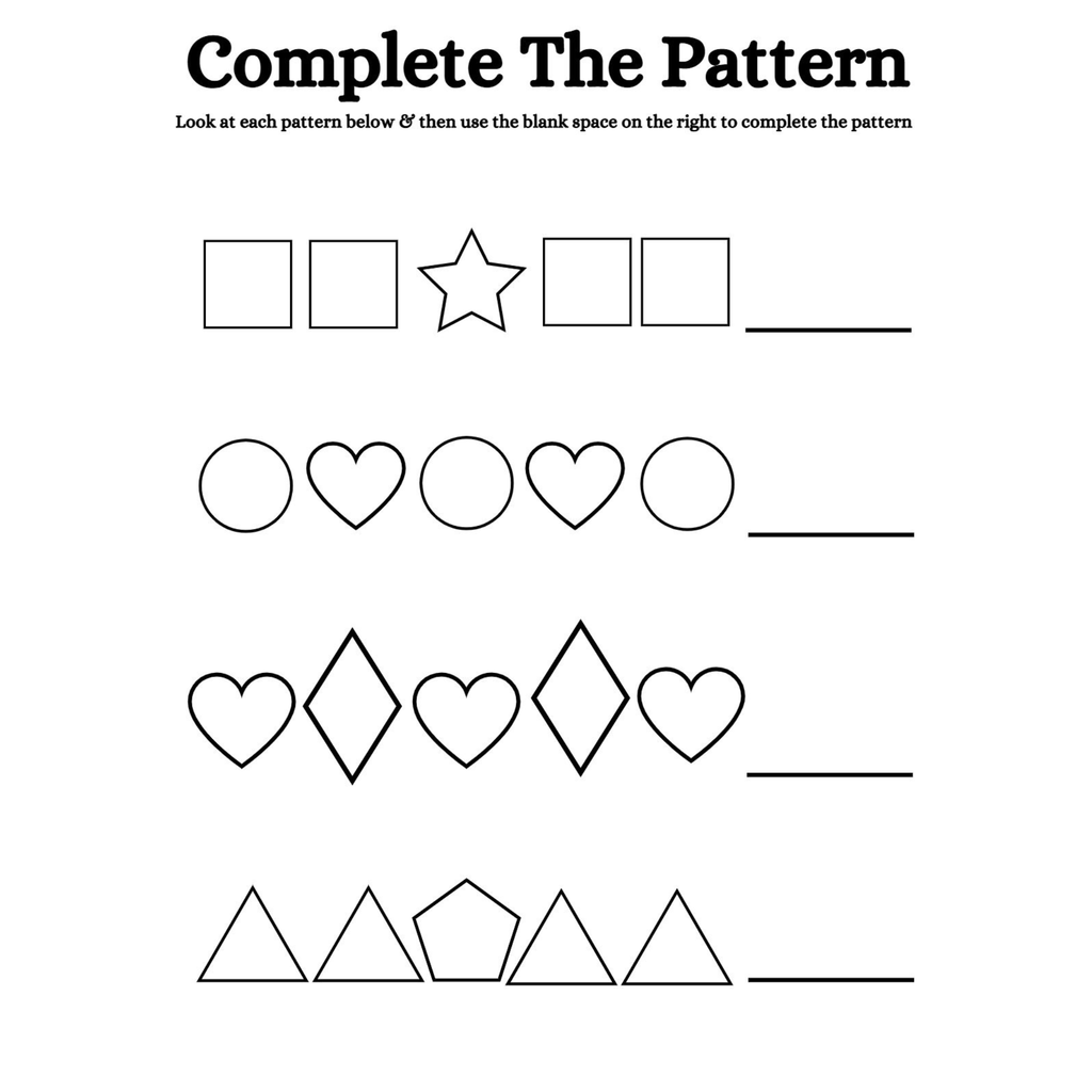 Colorful Shape Pattern Worksheets