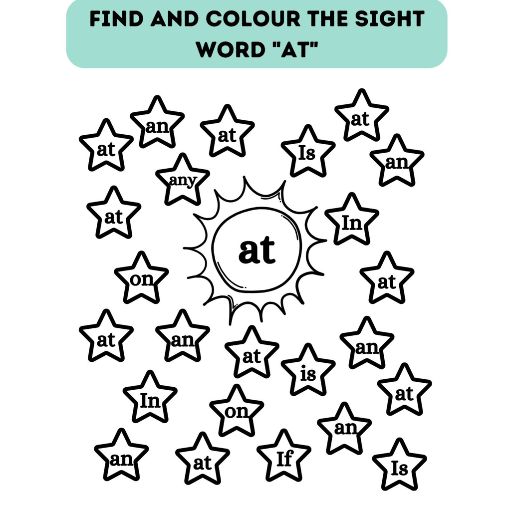 Sight Word Find and Color Worksheets