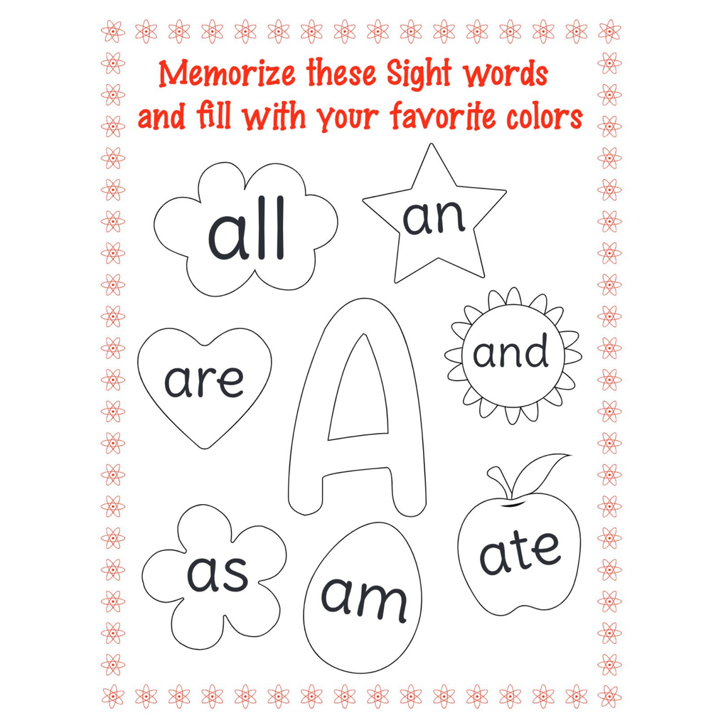 Sight Words Alphabet Coloring Pages