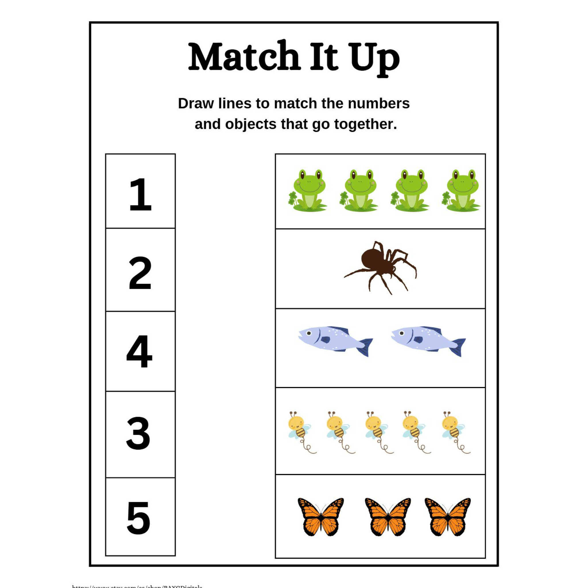 Number Matching Objects Counting Worksheet