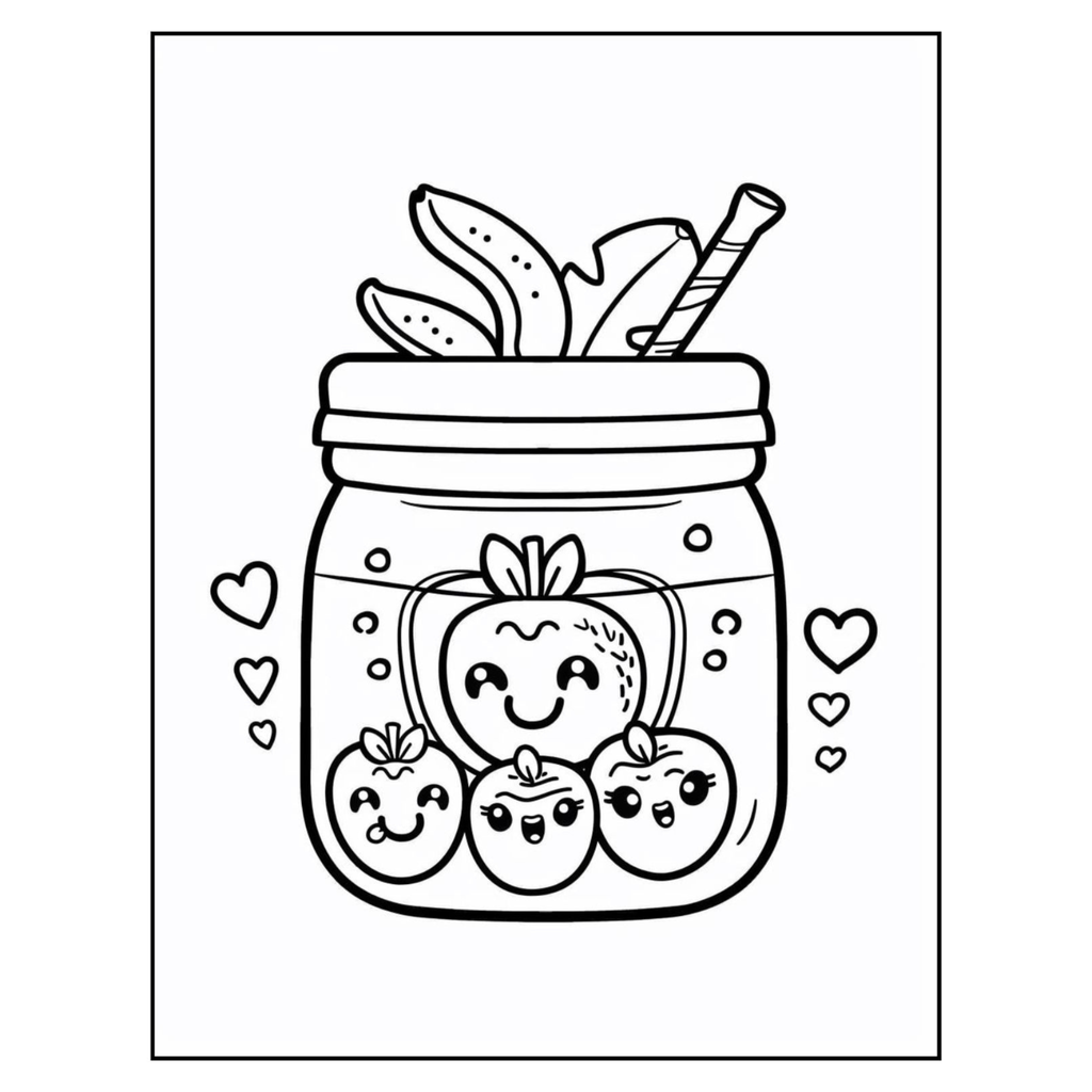 Kawaii in Jar Coloring Pages