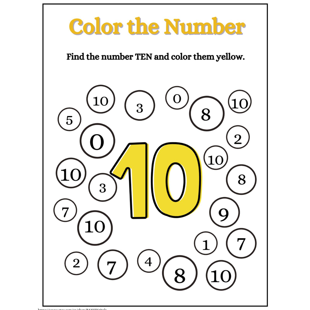 Color the Number Recognition Worksheets