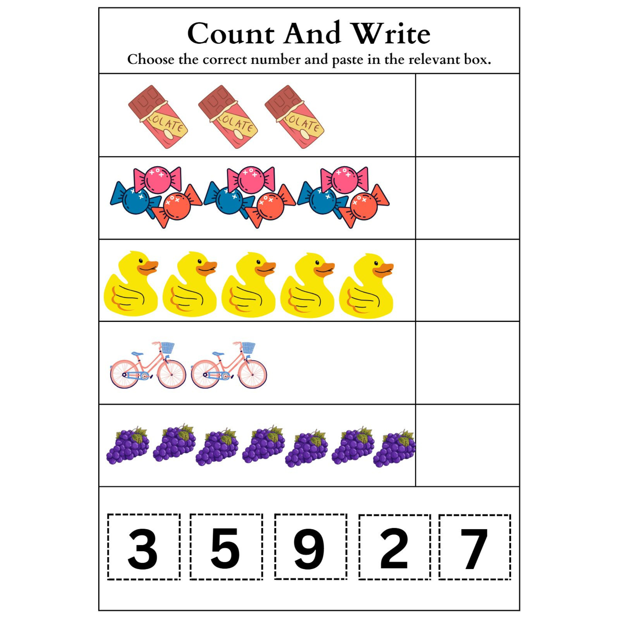 Count and Write Cut Paste Numbers