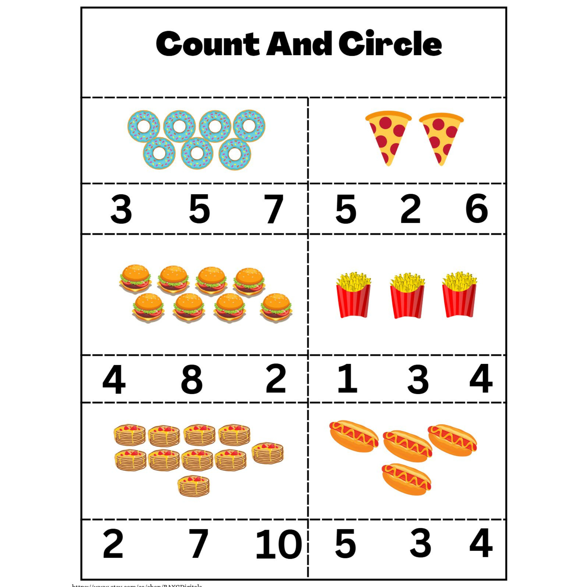 Count and Circle Number Worksheets