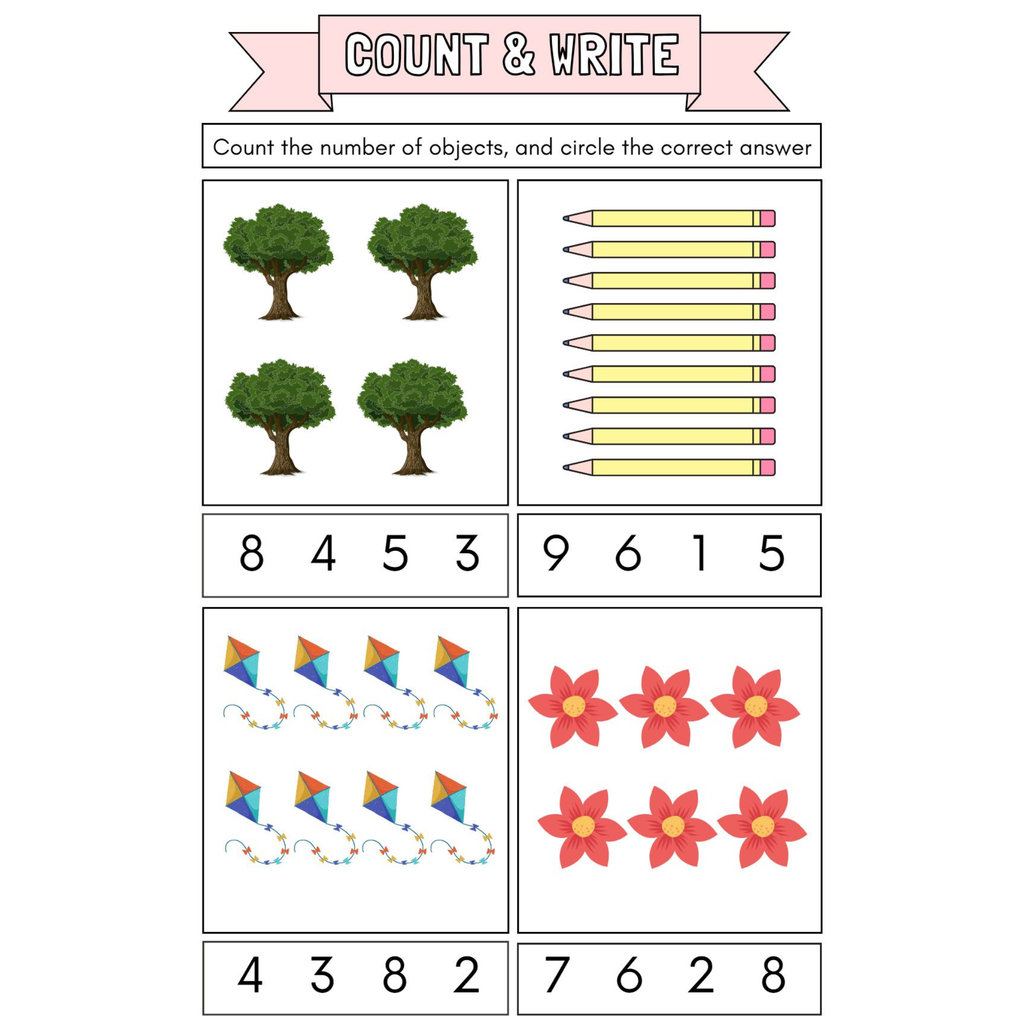 Count and Write Objects Worksheets