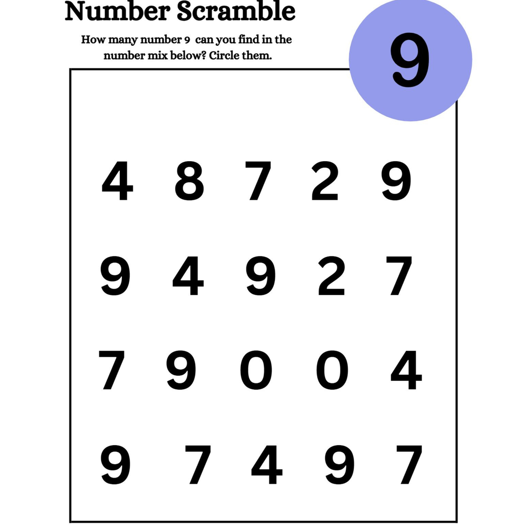 Number Scramble Count and Circle Worksheets