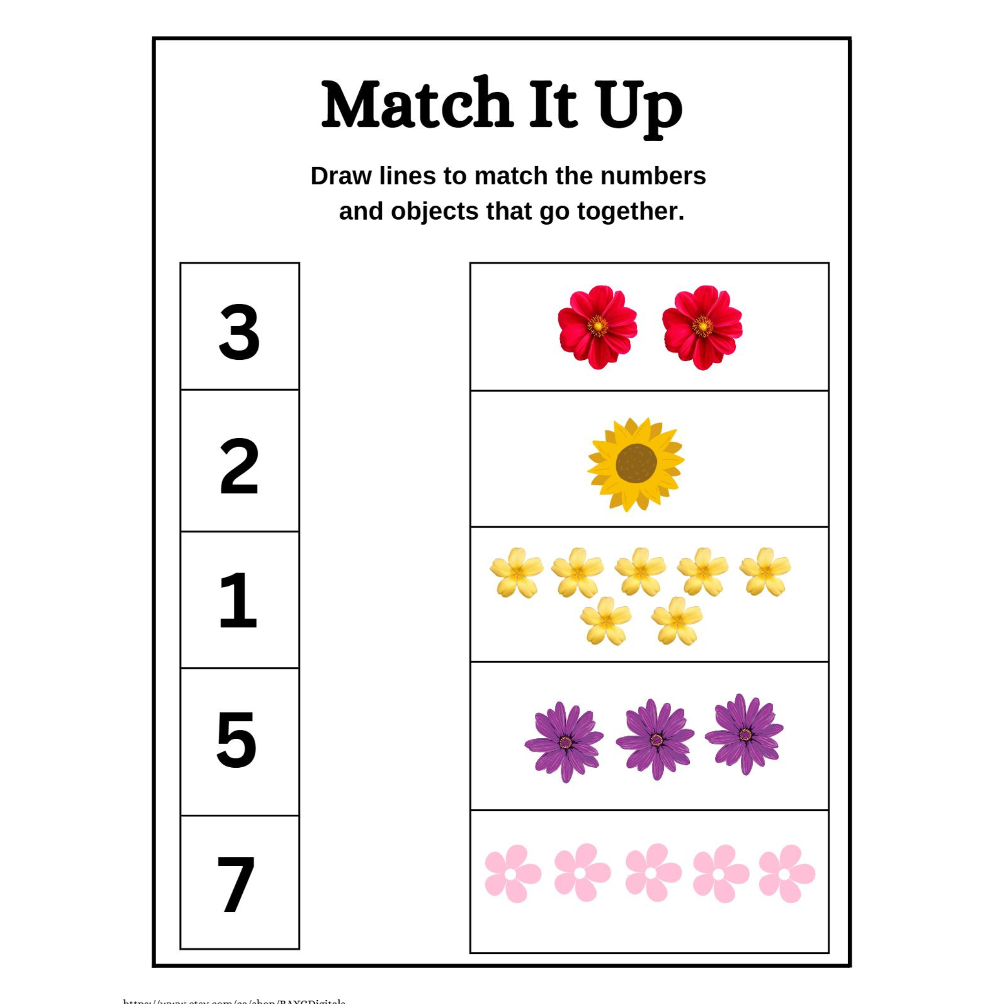 Number Matching Objects Counting Worksheet