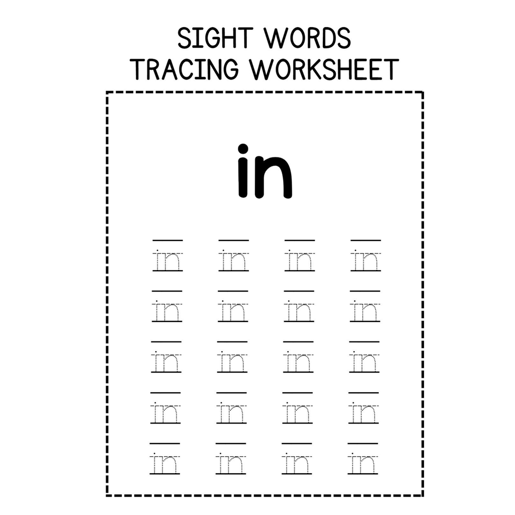 Sight Word Tracing Sentence Worksheets