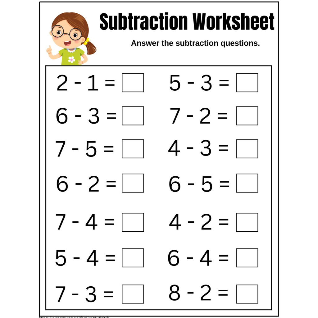 Basic Subtraction Practice Worksheets