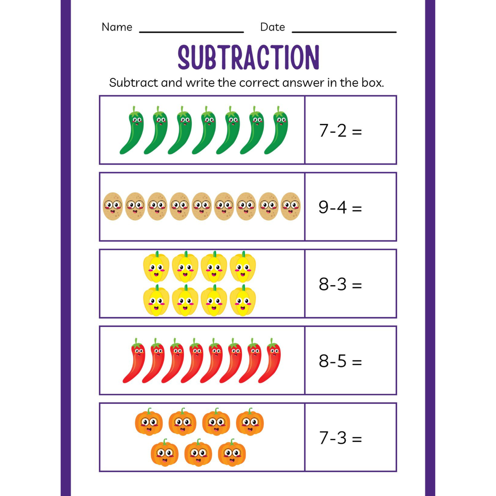 Kindergarten Subtraction Workbook