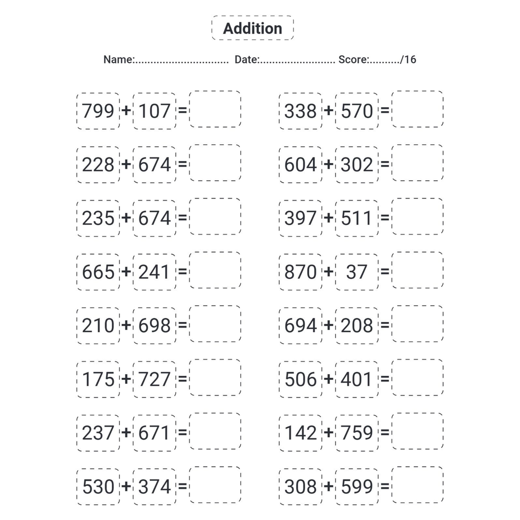 Addition Math Workbook for Kids