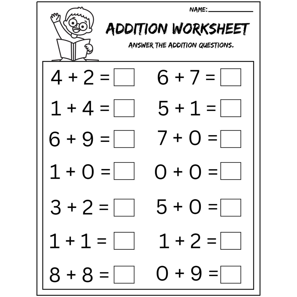 Addition Question Practice Worksheets