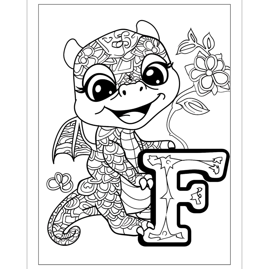 Alphabet and Numbers Dragon Coloring Book