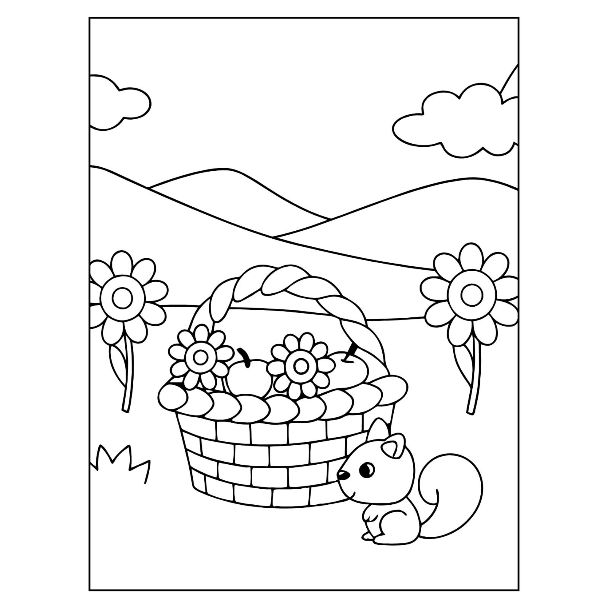 Spring Picnic Basket Coloring Pages