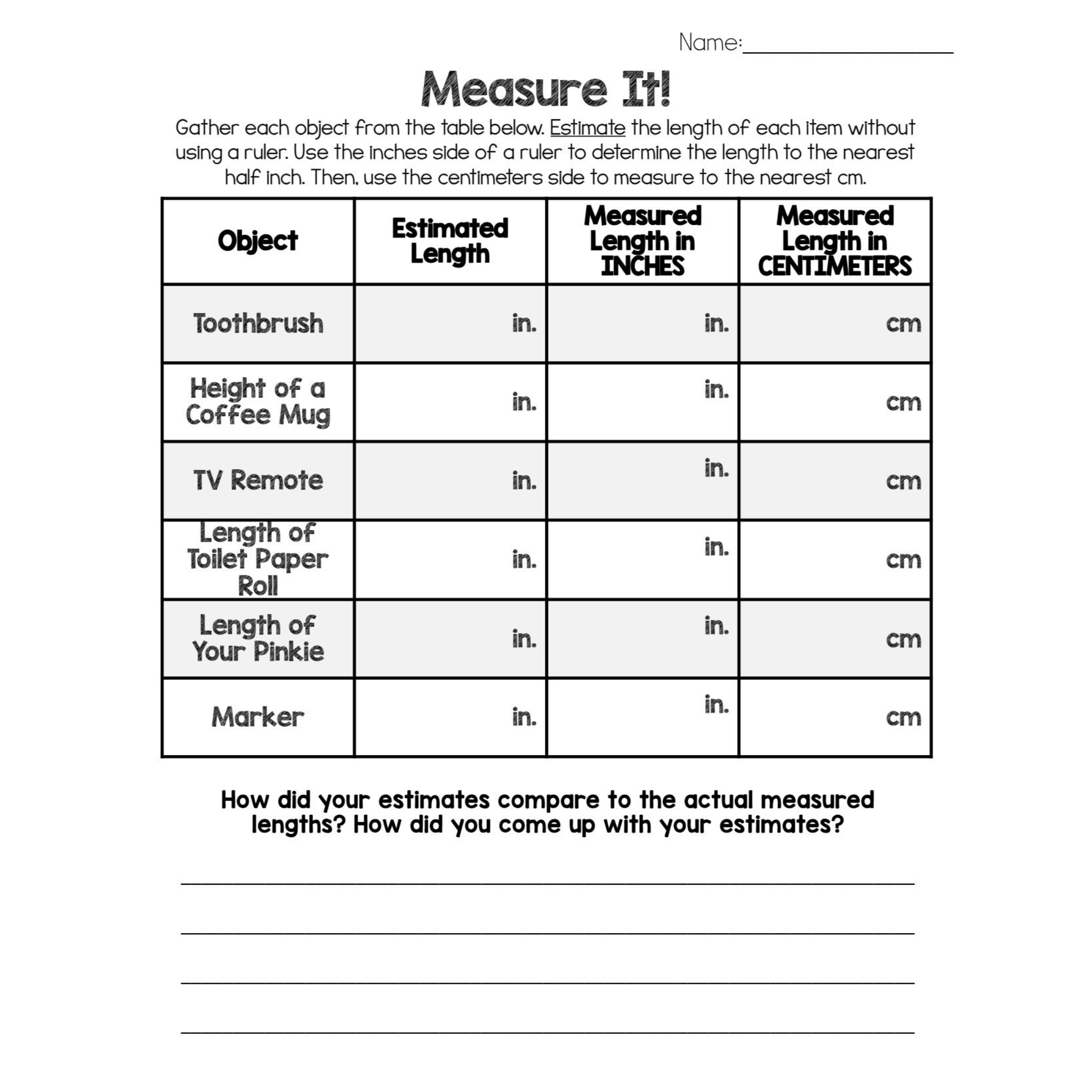 Measure It Math Worksheets