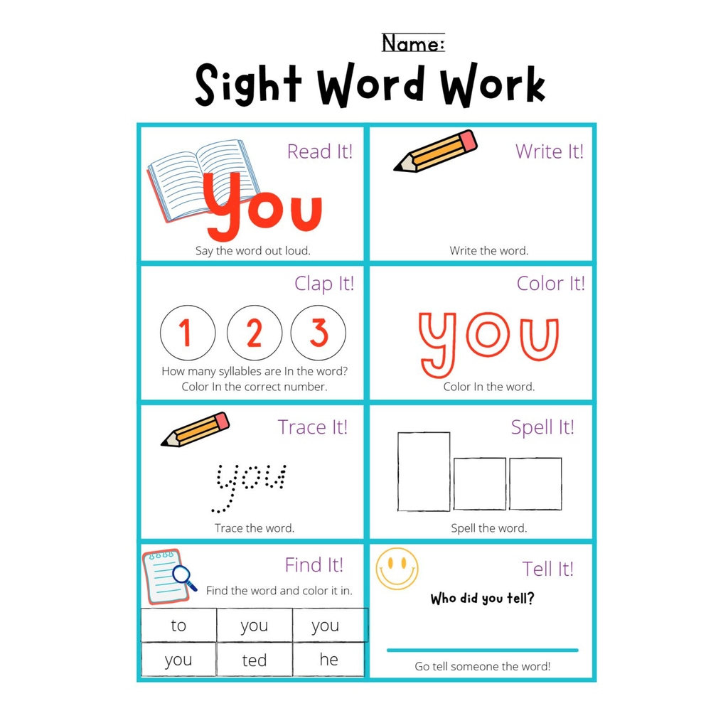 Sight Word Work Worksheets