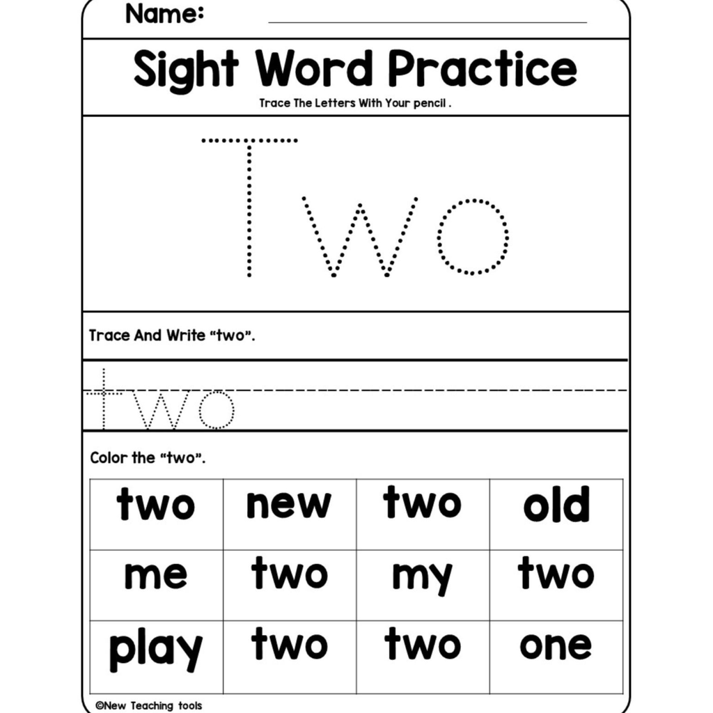 Pre Kindergarten Dolch Sight Word Practice