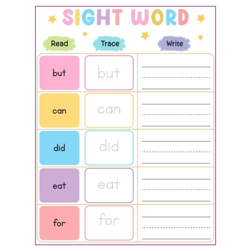 Sight Word Read Trace Write Worksheets Bundle