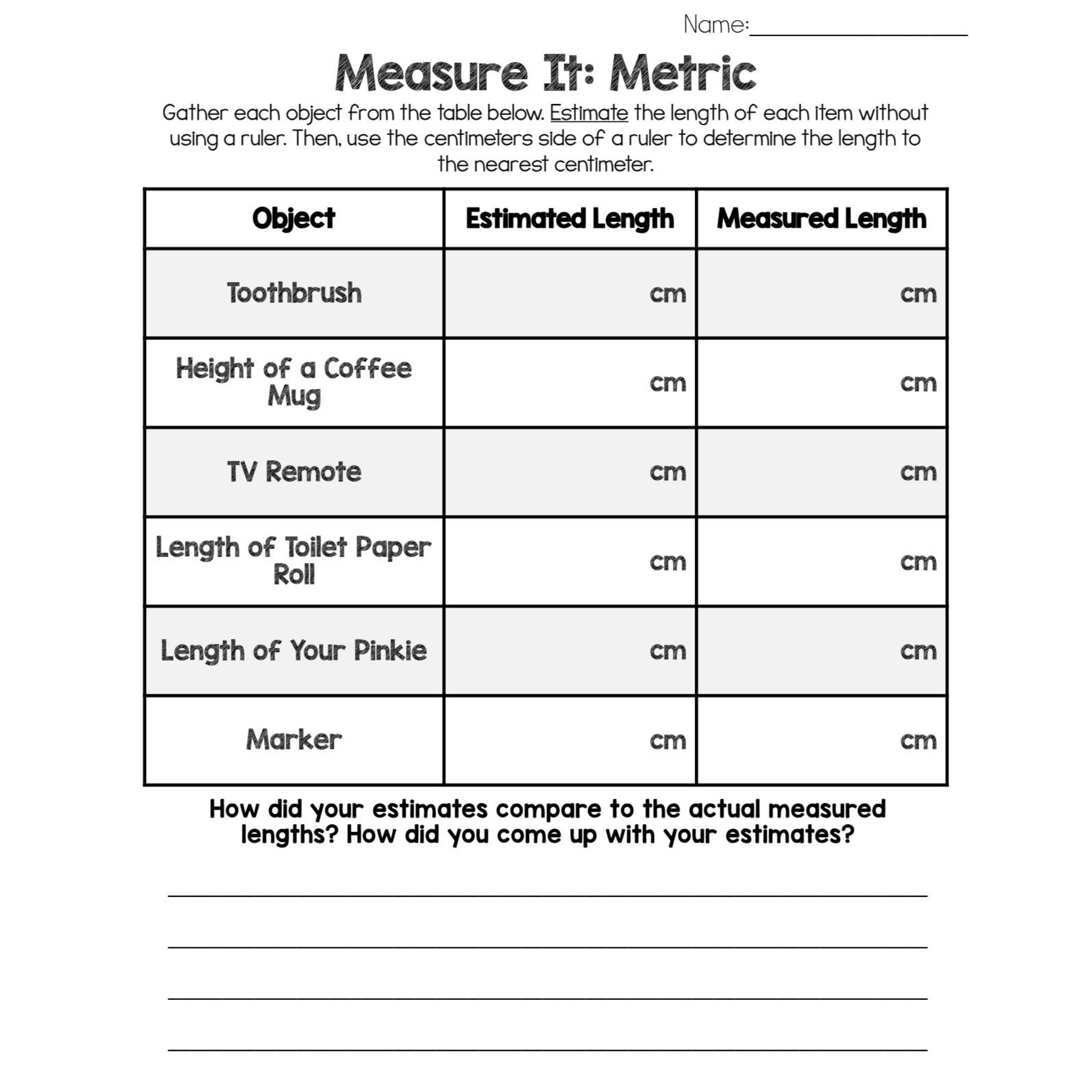 Measure It Math Worksheets