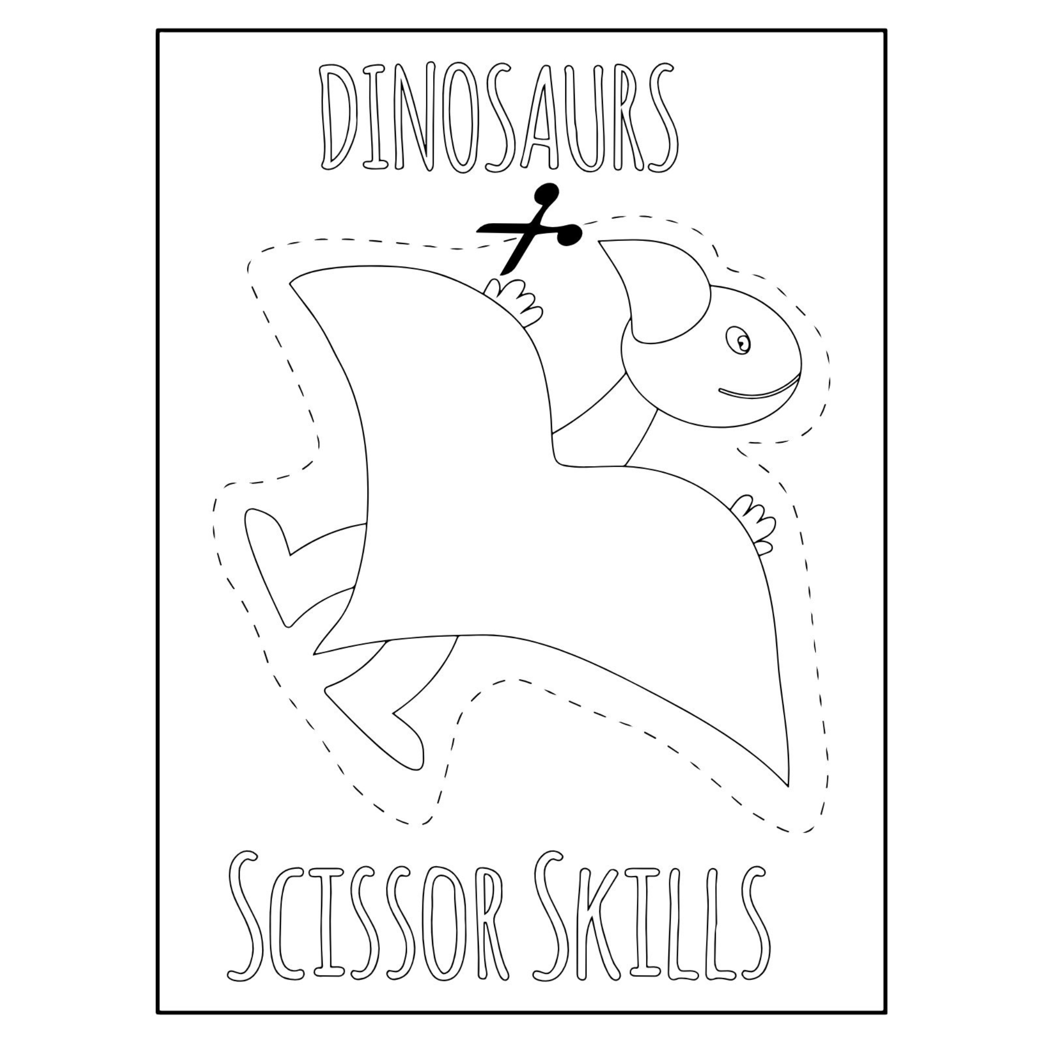 Dinosaur Coloring and Scissor Skills Activities