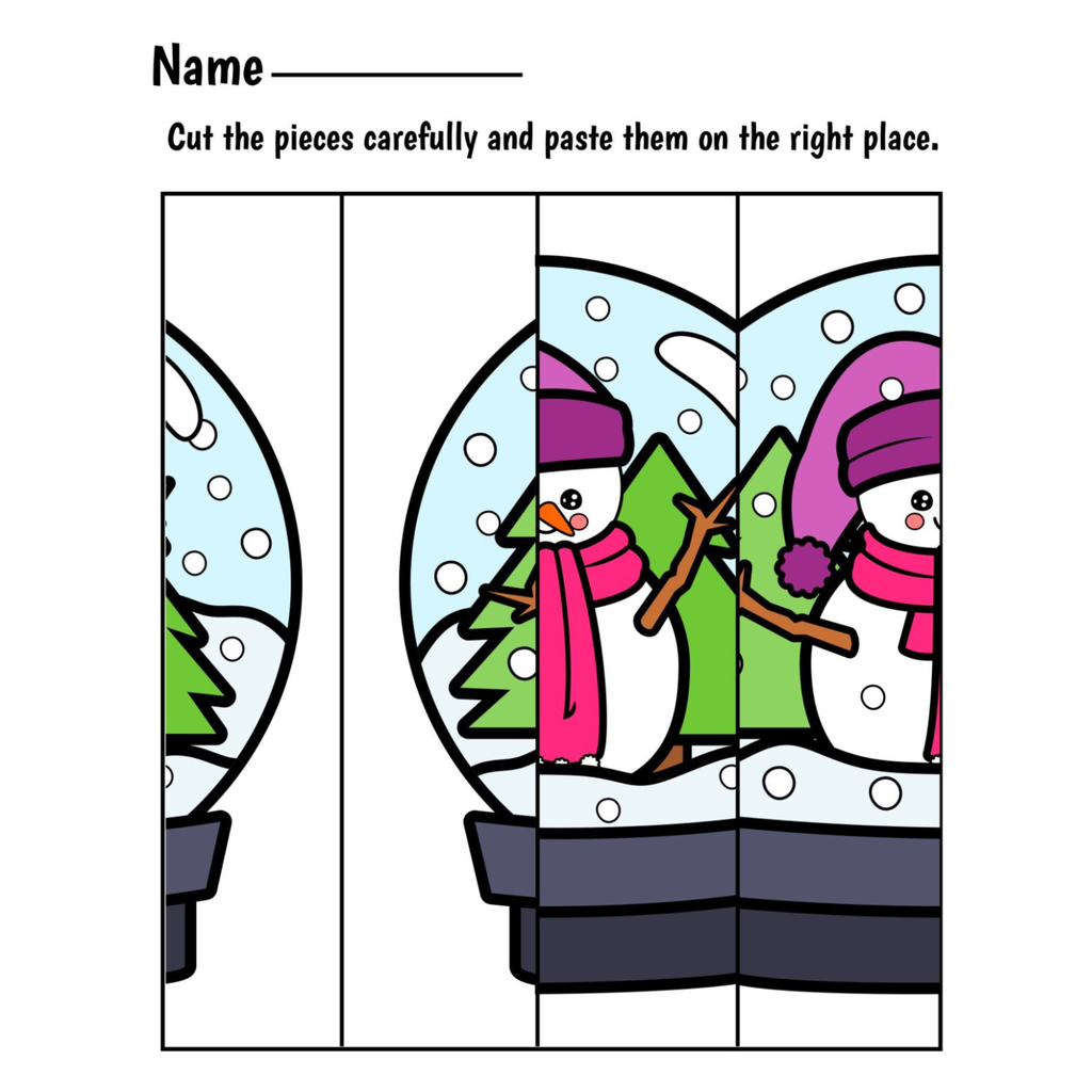 Winter Fine Motor Puzzles Cut and Paste Activities